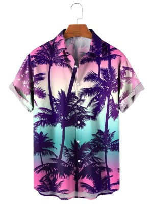 Summer Palms Print Short Sleeve Shirt 49191394X