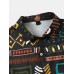 Mens Vintage Tribal Print Short Sleeve Front Buttons Shirts